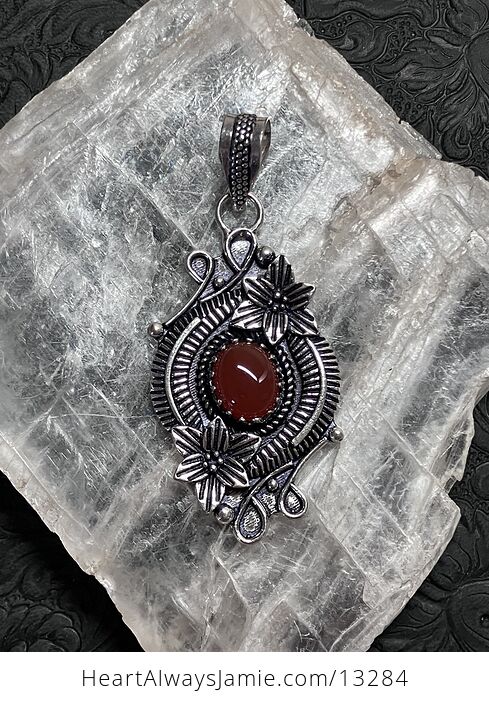 Floral Carnelian Pendant Gemstone Crystal Jewelry - #ORXXnXHR3ME-2