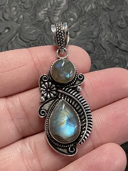 Floral Fern Labradorite Pendant Gemstone Crystal Jewelry #GfCKqeUoaFM