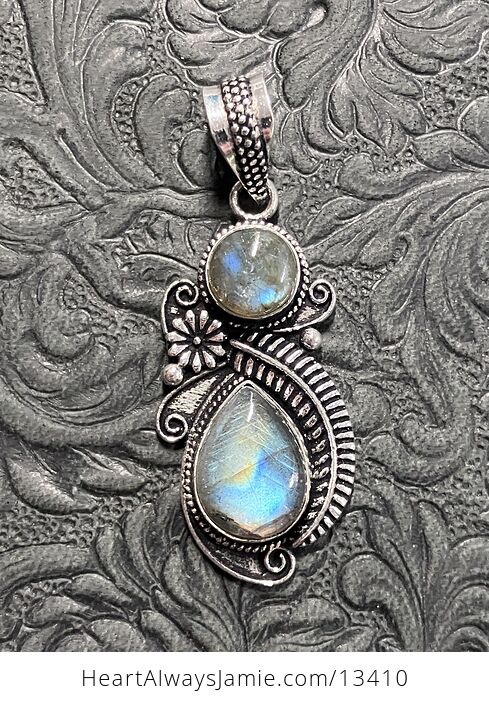 Floral Fern Labradorite Pendant Gemstone Crystal Jewelry - #GfCKqeUoaFM-7