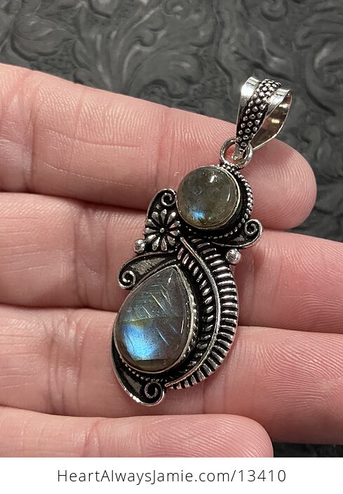 Floral Fern Labradorite Pendant Gemstone Crystal Jewelry - #GfCKqeUoaFM-4