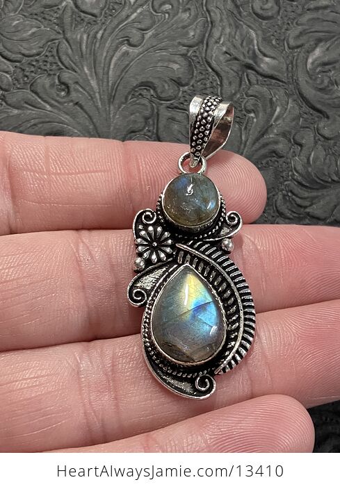 Floral Fern Labradorite Pendant Gemstone Crystal Jewelry - #GfCKqeUoaFM-6