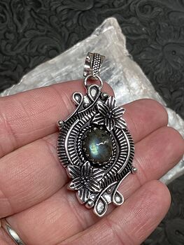 Floral Labradorite Pendant Gemstone Crystal Jewelry #BvJD9MDaFfM