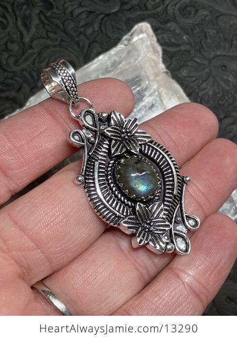 Floral Labradorite Pendant Gemstone Crystal Jewelry - #BvJD9MDaFfM-2