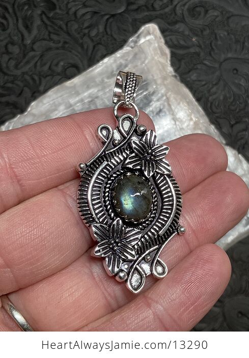 Floral Labradorite Pendant Gemstone Crystal Jewelry - #BvJD9MDaFfM-1