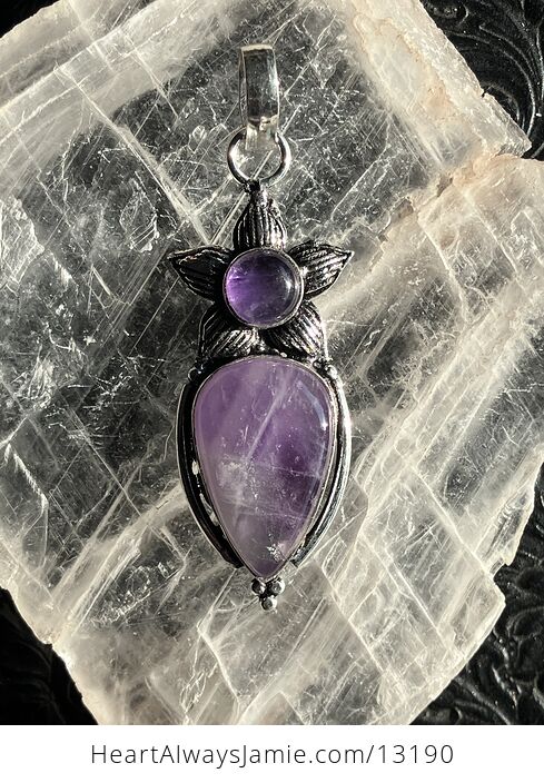 Floral Purple Amethyst Pendant Stone Crystal Jewelry - #nBhZWTj5rJo-2