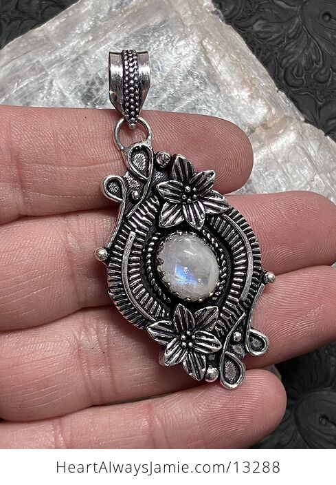 Floral Rainbow Moonstone Pendant Gemstone Crystal Jewelry - #YAuuzAYfKmw-4