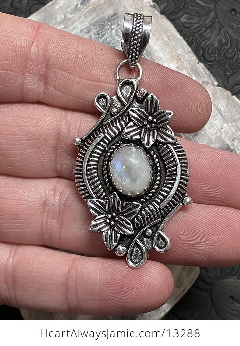 Floral Rainbow Moonstone Pendant Gemstone Crystal Jewelry - #YAuuzAYfKmw-5