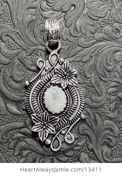 Floral Rainbow Moonstone Pendant Gemstone Crystal Jewelry - #qrfPgo9ovm4-2