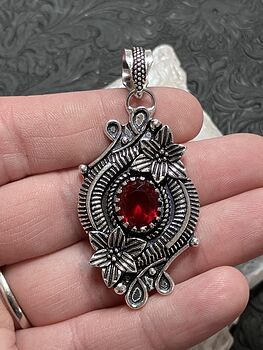 Floral Red Garnet Pendant Gemstone Crystal Jewelry #hiRGF2jm6hU