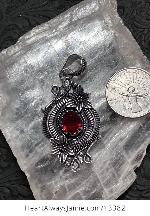 Floral Red Garnet Pendant Gemstone Crystal Jewelry - #hiRGF2jm6hU-4