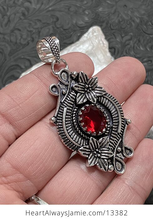 Floral Red Garnet Pendant Gemstone Crystal Jewelry - #hiRGF2jm6hU-2