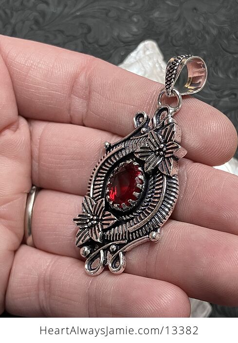 Floral Red Garnet Pendant Gemstone Crystal Jewelry - #hiRGF2jm6hU-3