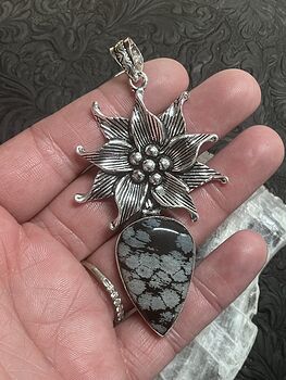 Floral Snowflake Obsidian Pendant Gemstone Crystal Jewelry #YBfb6uSolSE