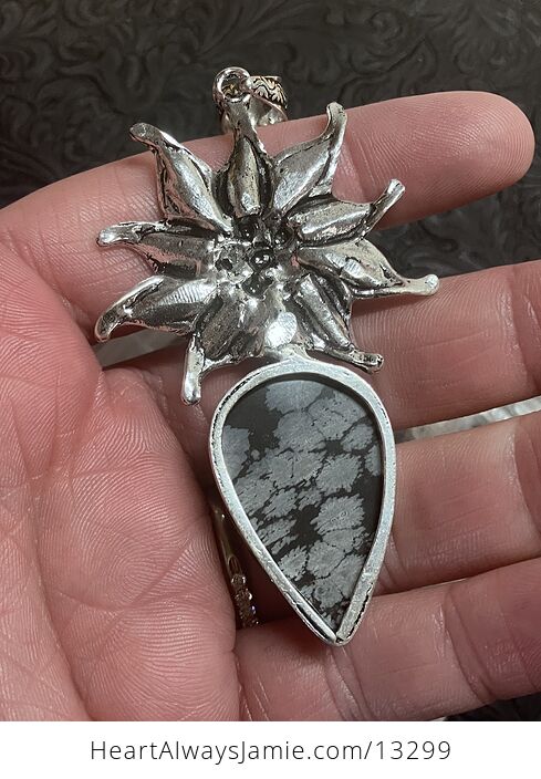 Floral Snowflake Obsidian Pendant Gemstone Crystal Jewelry - #YBfb6uSolSE-4