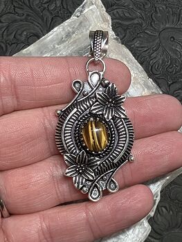 Floral Tigers Eye Pendant Gemstone Crystal Jewelry #X1jBzDXhcn0