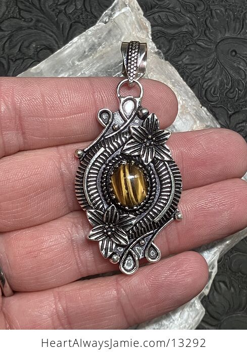 Floral Tigers Eye Pendant Gemstone Crystal Jewelry - #X1jBzDXhcn0-1