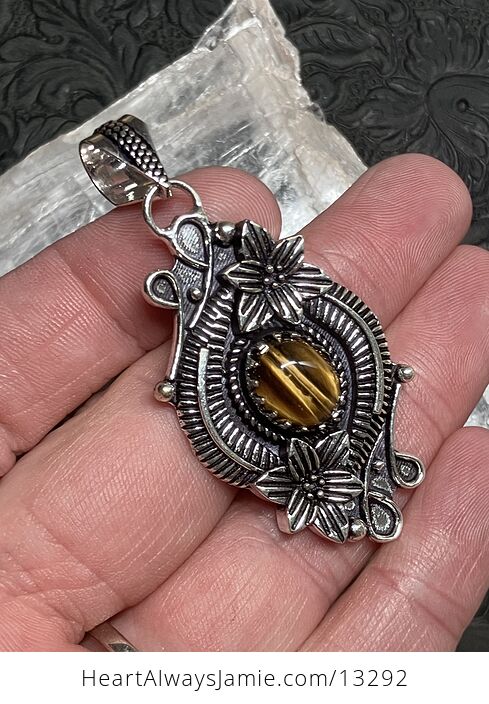 Floral Tigers Eye Pendant Gemstone Crystal Jewelry - #X1jBzDXhcn0-2