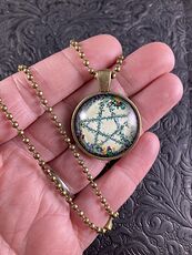 Floral Wiccan Pentagram Star Pendant Necklace Jewelry #A1xUxlrhMvc