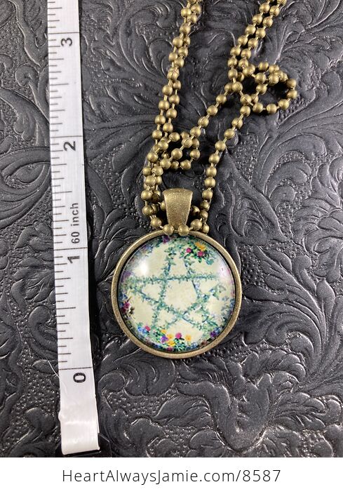 Floral Wiccan Pentagram Star Pendant Necklace Jewelry - #A1xUxlrhMvc-3