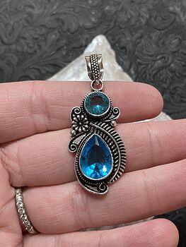 Flower Fern Blue Topaz Gem Pendant Crystal Stone Jewelry #HGLslVGmmcY