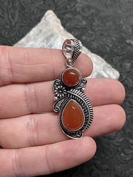 Flower Fern Carnelian Pendant Gemstone Crystal Jewelry #RJrvdGx8ZA4