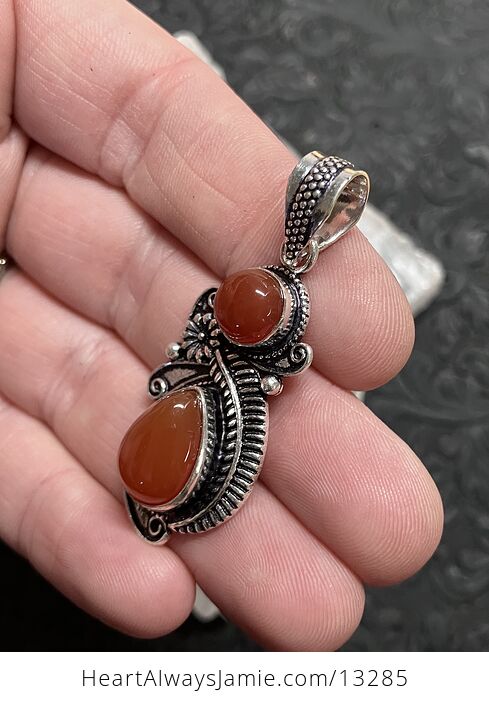 Flower Fern Carnelian Pendant Gemstone Crystal Jewelry - #RJrvdGx8ZA4-3