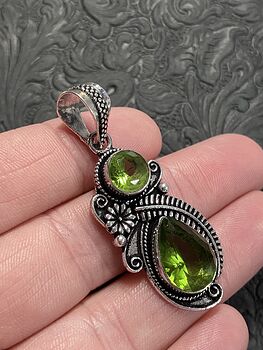 Flower Fern Green Peridot Gem Pendant Crystal Stone Jewelry #nxEDvyQ2OeY