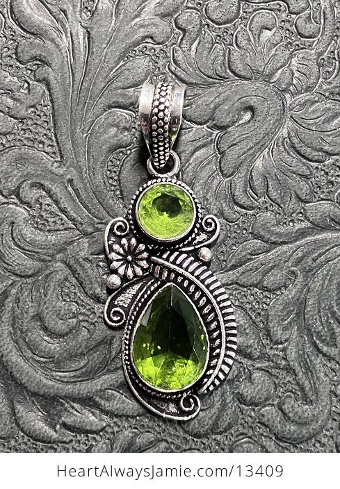 Flower Fern Green Peridot Gem Pendant Crystal Stone Jewelry - #nxEDvyQ2OeY-2