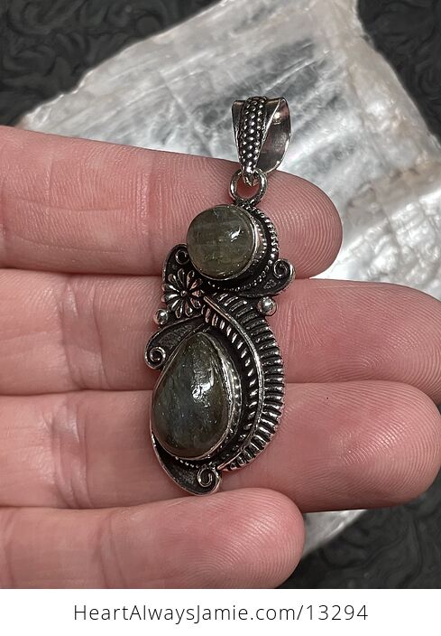 Flower Fern Labradorite Pendant Gemstone Crystal Jewelry - #Hlccb0nlUwg-3