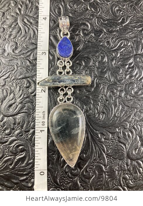 Fluorite Kyanite and Lapis Lazuli Crystal Stone Jewelry Pendant - #0rAkwVBgST8-4