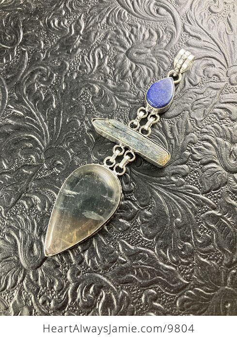 Fluorite Kyanite and Lapis Lazuli Crystal Stone Jewelry Pendant - #0rAkwVBgST8-2