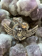 Flying Owl and Faceted Morganite Crystal Gemstone Stone Jewelry Pendant #F7VteZin0oI