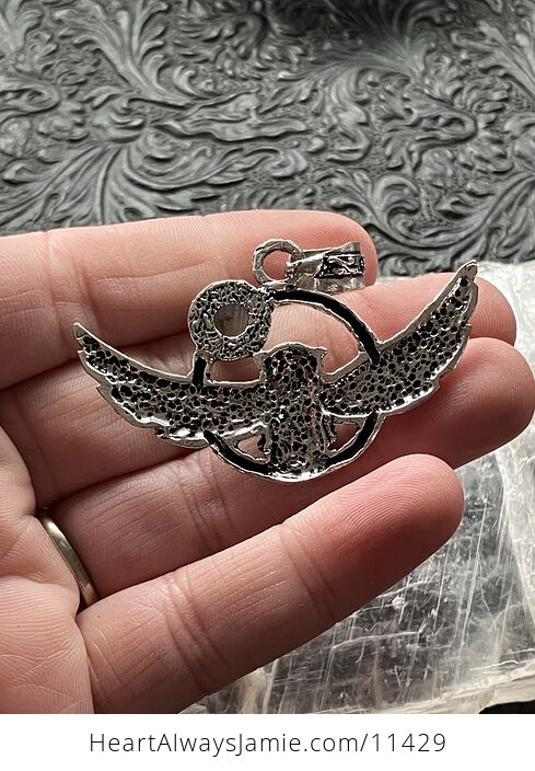 Flying Owl and Labradorite Crystal Gemstone Stone Jewelry Pendant - #mynLpsBmANI-6