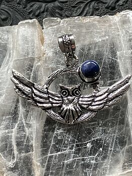 Flying Owl and Lapis Lazuli Crystal Gemstone Stone Jewelry Pendant #ZWaXKLR3Eh8