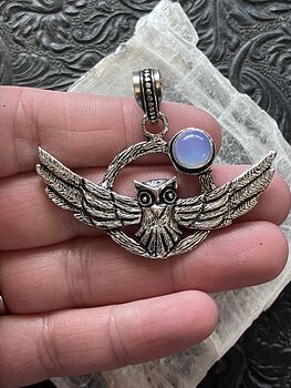 Flying Owl and Opalite Crystal Gemstone Stone Jewelry Pendant #B89y5uJMF34