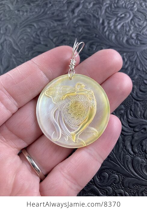 Flying Pixie Fairy Carved in Mother of Pearl Shell Pendant Jewelry - #2fmMbORlxbc-1