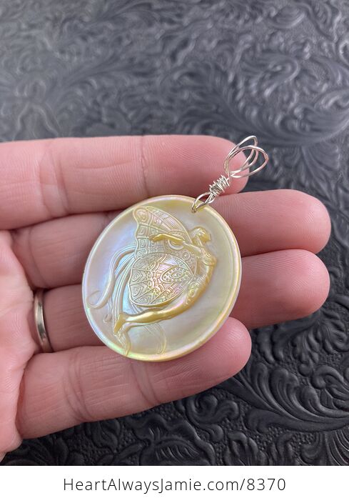 Flying Pixie Fairy Carved in Mother of Pearl Shell Pendant Jewelry - #2fmMbORlxbc-5