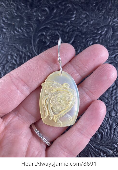 Flying Pixie Fairy Carved in Mother of Pearl Shell Pendant Jewelry - #LJIA7yLo800-1