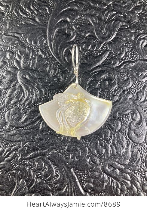 Flying Pixie Fairy Carved in Mother of Pearl Shell Pendant Jewelry - #qvyNCJJquNw-4