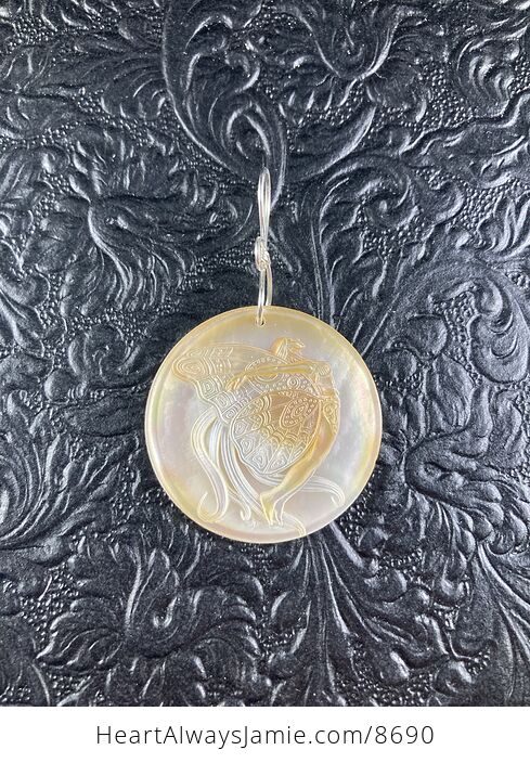 Flying Pixie Fairy Carved in Round Mother of Pearl Shell Pendant Jewelry - #ti2OE10daiA-5