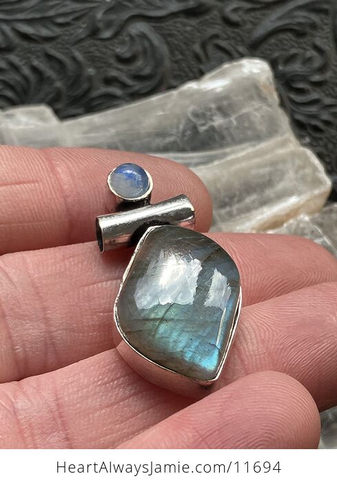 For Angela Dainty Rainbow Moonstone and Labradorite Gemstone Crystal Jewelry Pendant - #74q5ger5QI8-11