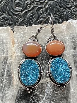 For Angela Orange Carnelian and Aura Coated Stone Jewelry Crystal Earrings #8IMSB9w2fsk