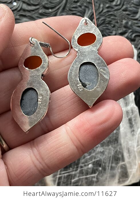 For Angela Orange Carnelian and Aura Coated Stone Jewelry Crystal Earrings - #8IMSB9w2fsk-6