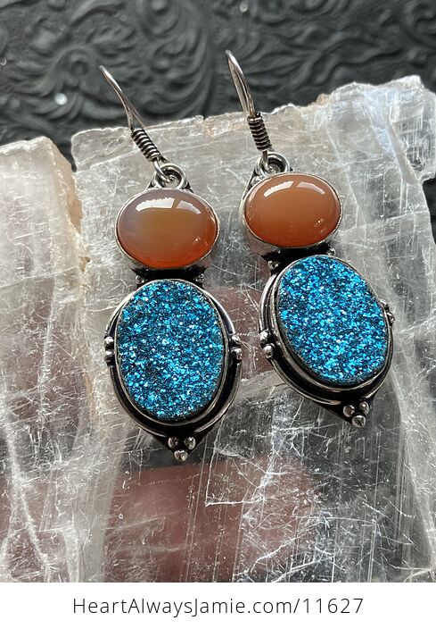 For Angela Orange Carnelian and Aura Coated Stone Jewelry Crystal Earrings - #8IMSB9w2fsk-4