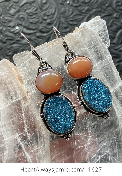 For Angela Orange Carnelian and Aura Coated Stone Jewelry Crystal Earrings - #8IMSB9w2fsk-3