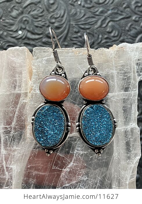 For Angela Orange Carnelian and Aura Coated Stone Jewelry Crystal Earrings - #8IMSB9w2fsk-2