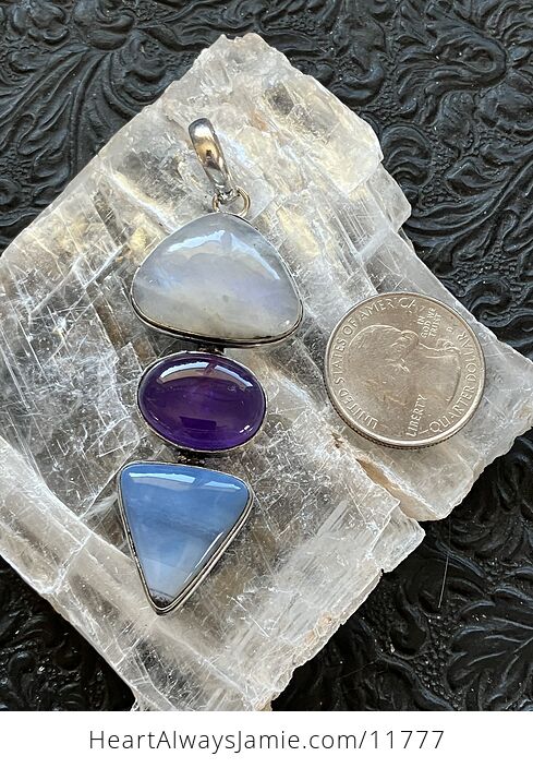 For Angela Rainbow Moonstone Amethyst and Blue Opal Crystal Stone Jewelry Pendant - #XhK62mtO3J0-6