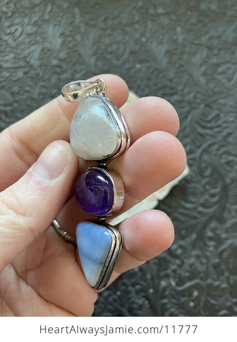For Angela Rainbow Moonstone Amethyst and Blue Opal Crystal Stone Jewelry Pendant - #XhK62mtO3J0-4