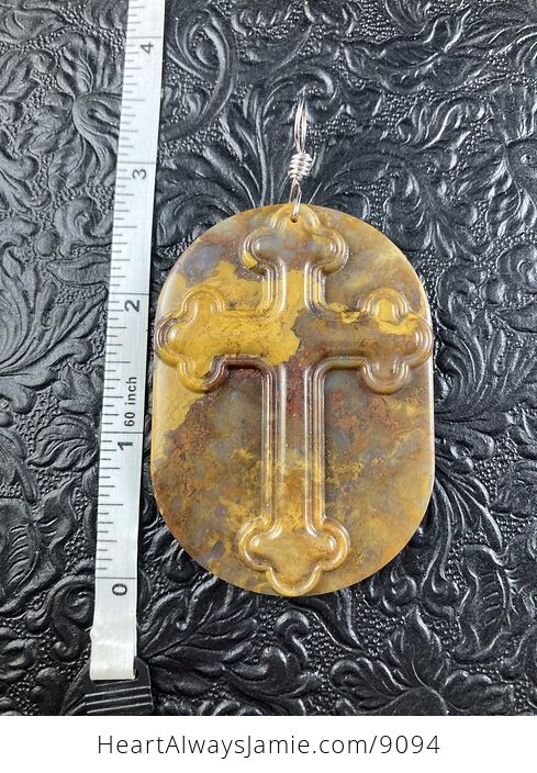 Forest Fire Jasper Jasper Cross Stone Jewelry Pendant Mini Art Ornament - #iO5ujjT4rDs-5