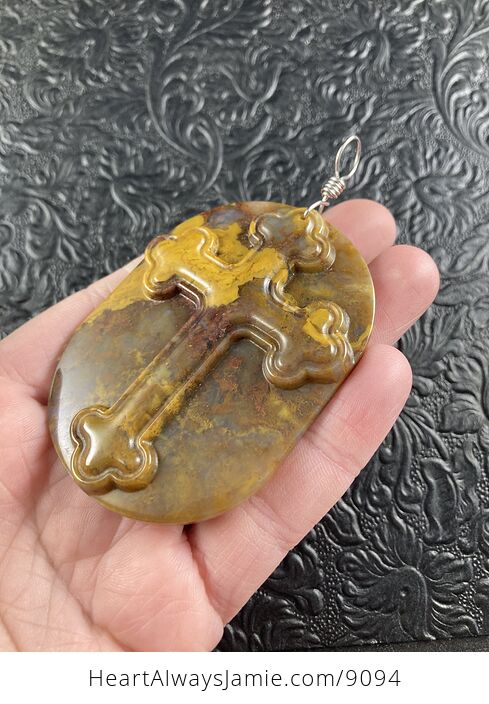 Forest Fire Jasper Jasper Cross Stone Jewelry Pendant Mini Art Ornament - #iO5ujjT4rDs-2